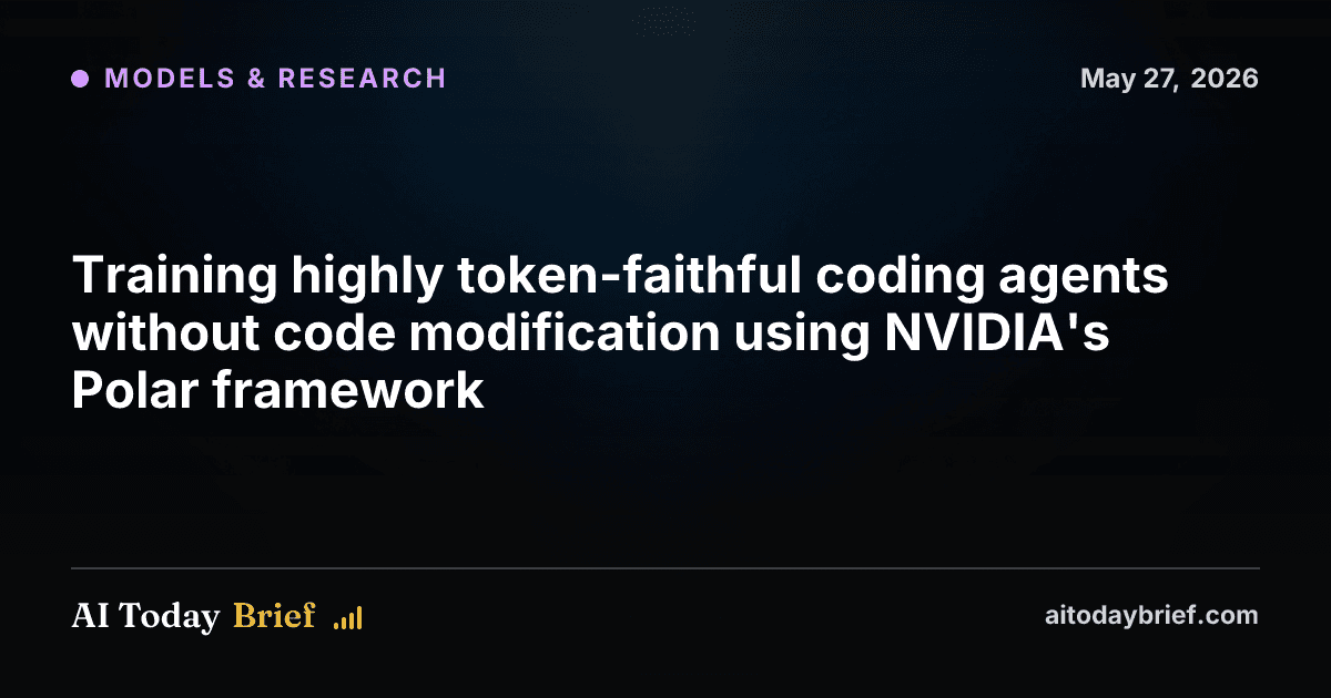 Training highly token-faithful coding agents without code modification using NVIDIA's Polar framework