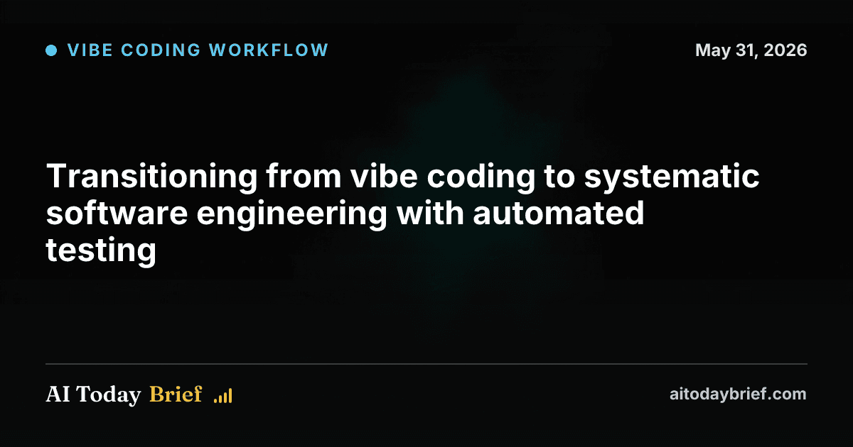 Transitioning from vibe coding to systematic software engineering with automated testing