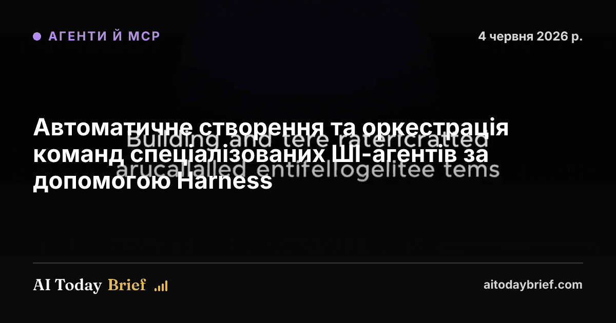 Автоматичне створення та оркестрація команд спеціалізованих ШІ-агентів за допомогою Harness