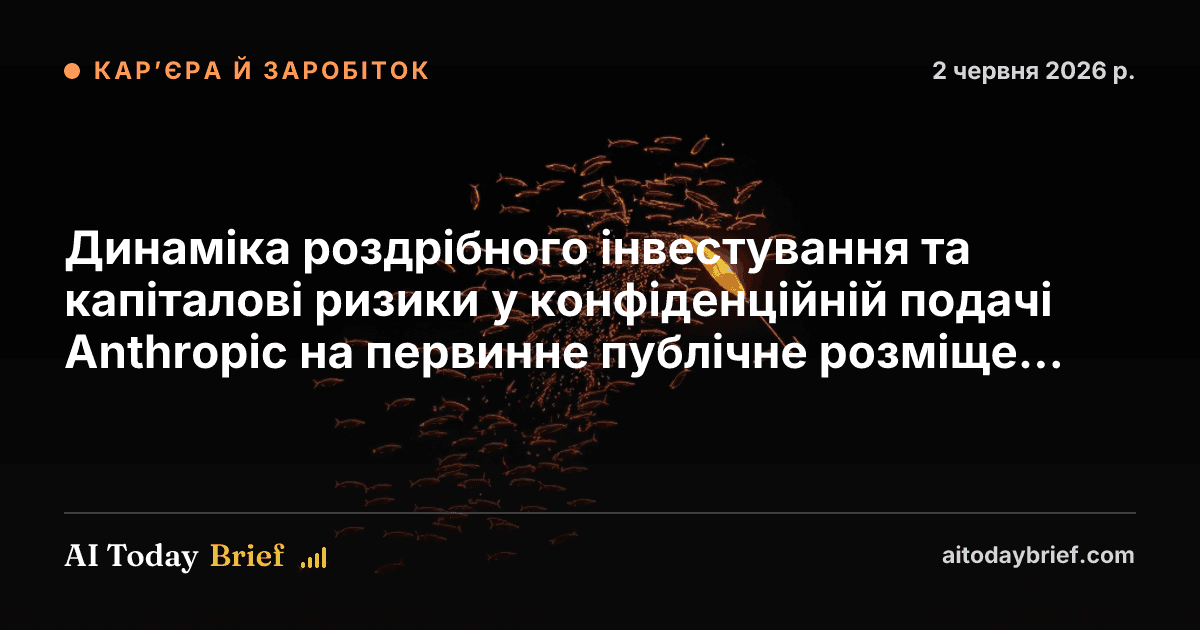 Динаміка роздрібного інвестування та капіталові ризики у конфіденційній подачі Anthropic на первинне публічне розміщення