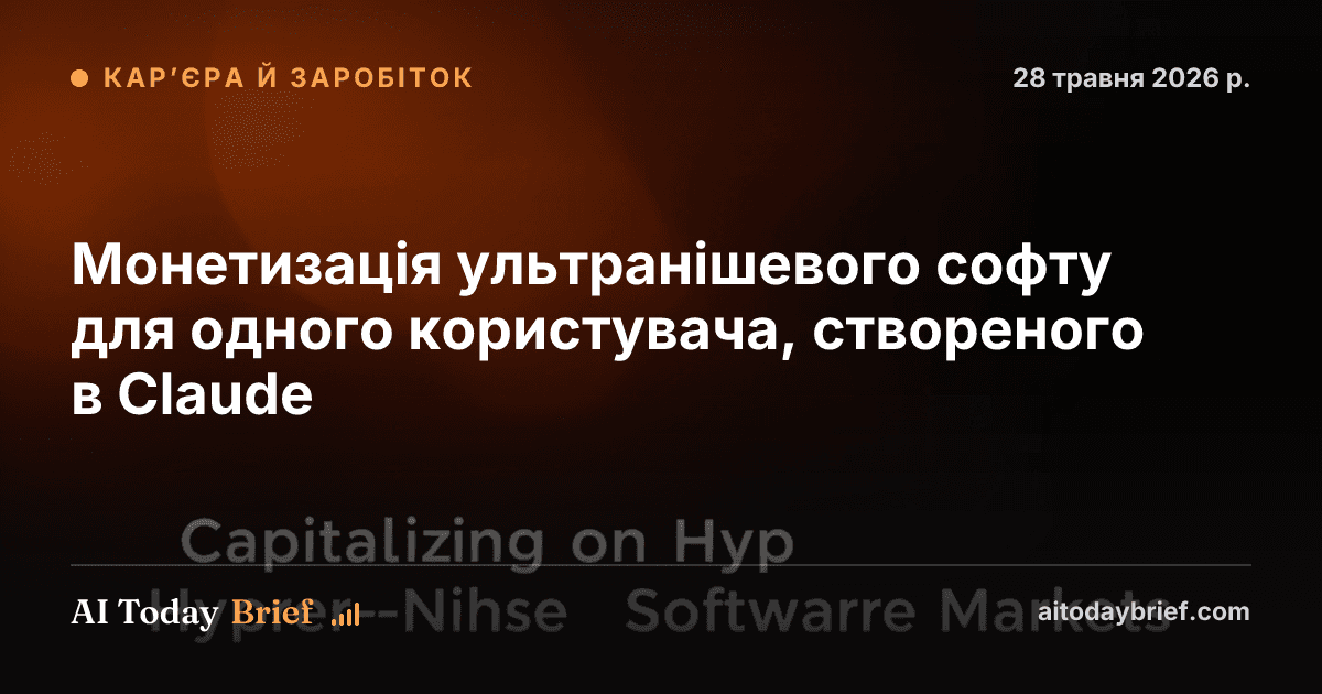 Монетизація ультранішевого софту для одного користувача, створеного в Claude