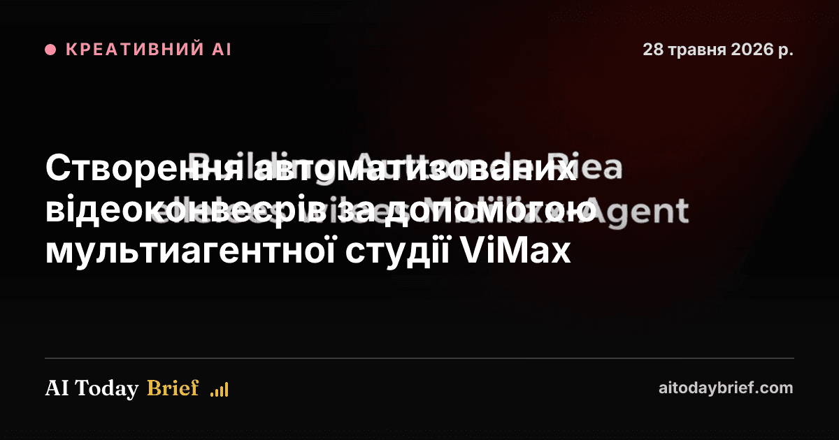 Створення автоматизованих відеоконвеєрів за допомогою мультиагентної студії ViMax