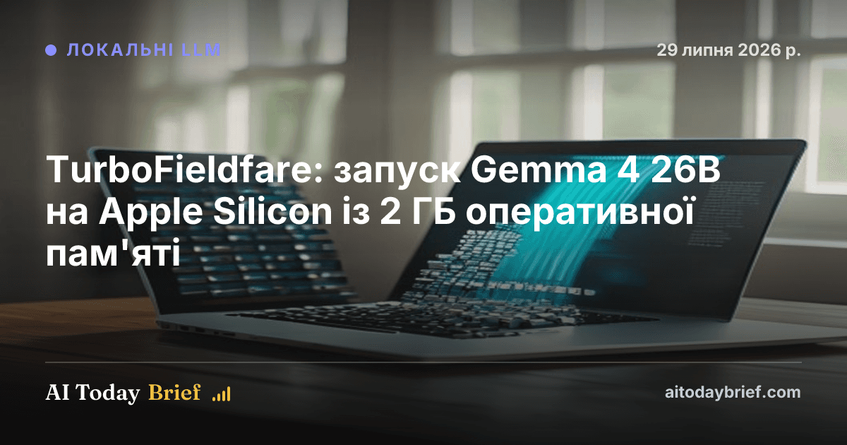 TurboFieldfare: запуск Gemma 4 26B на Apple Silicon із 2 ГБ оперативної пам'яті