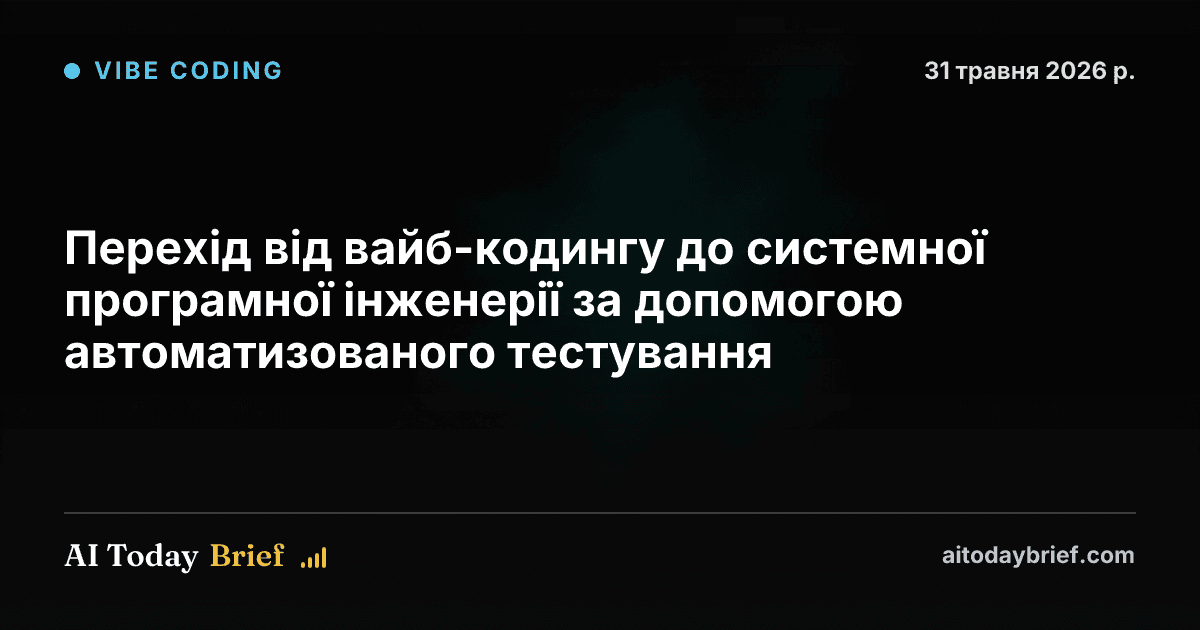 Перехід від вайб-кодингу до системної програмної інженерії за допомогою автоматизованого тестування